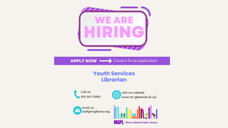 We are hiring for a Youth Service’s Librarian